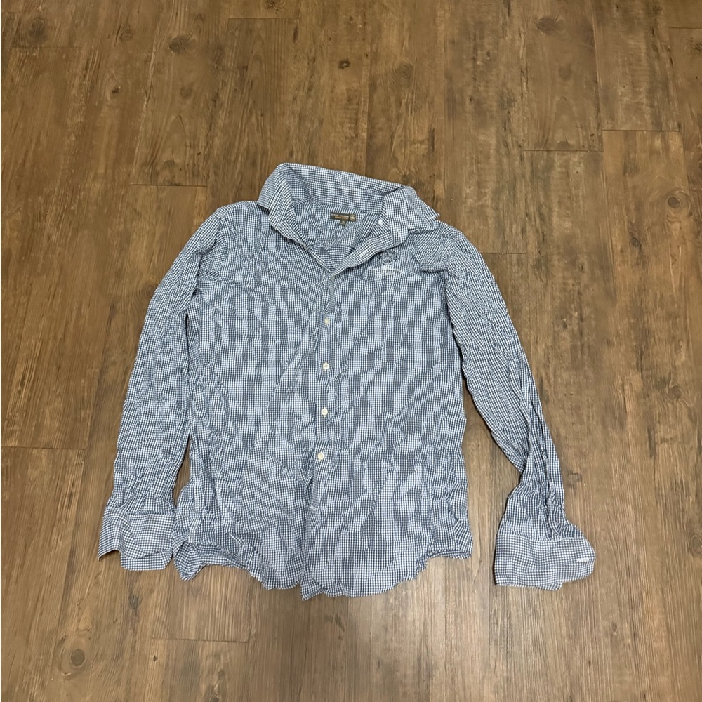 Peter Millar Blue Gingham Dress Shirt